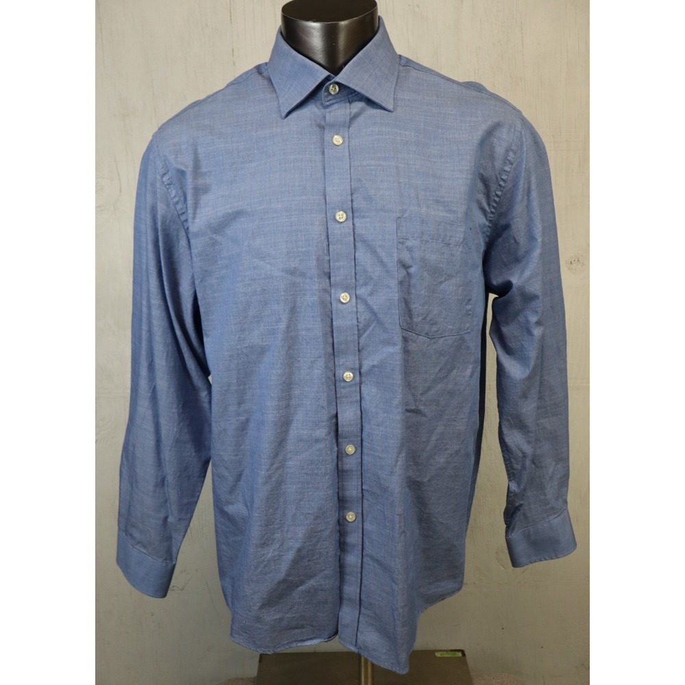 Michael Kors Button Front Dress Shirt Blue Size 17-17 1/2 34/35 XL Cotton
